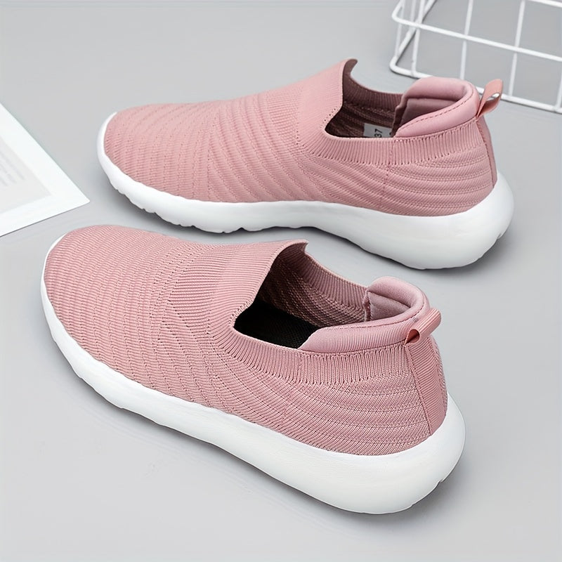 Women's Knit Textured Walking Shoes Soft Sole Slip On Casual Sneakers