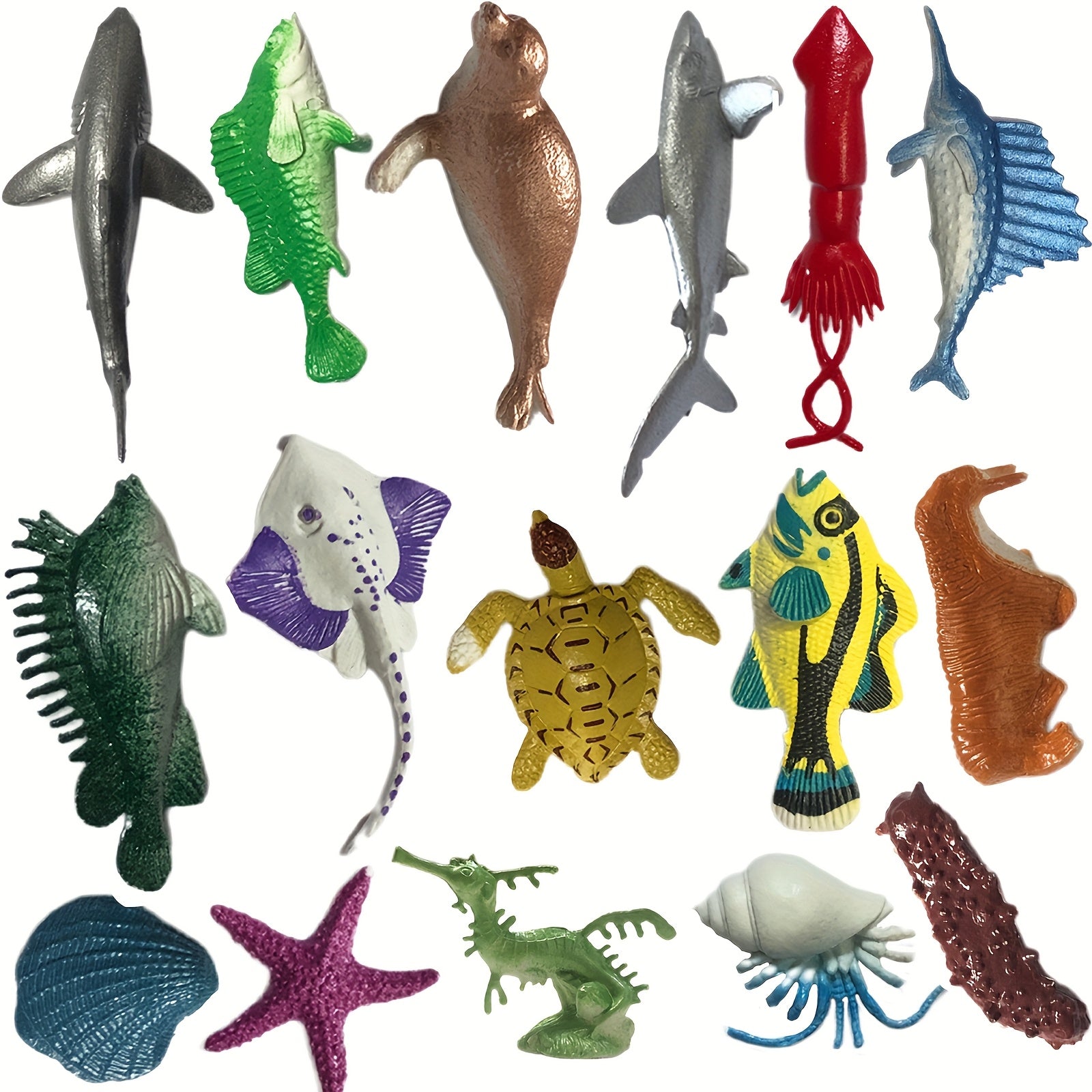 16pcs Mini Ocean Creatures Set Realistic Educational Beach Play