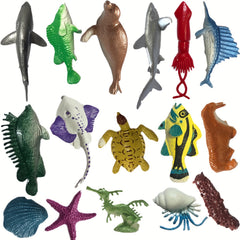16pcs Mini Ocean Creatures Set Realistic Educational Beach Play