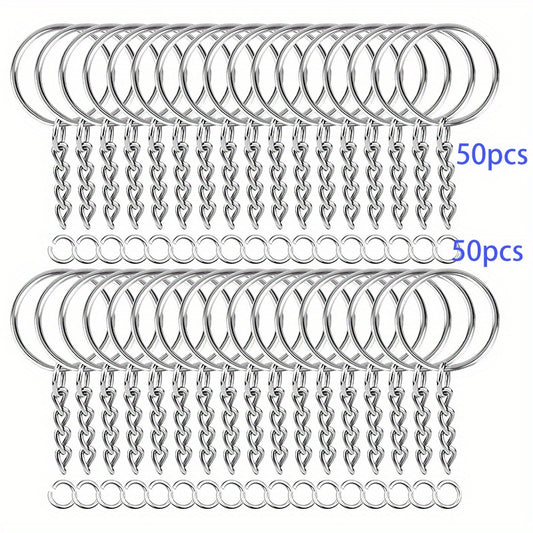 100pcs Keychain Kit w/ 50 Chain Keychains & 50 Jump Ring
