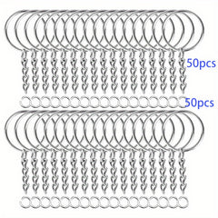 100pcs Keychain Kit w/ 50 Chain Keychains & 50 Jump Ring