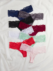 8pcs Lace Stitching Thongs Soft Comfy Stretchy Intimates Panties