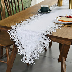 Polyester Lace Embroidery Table Runner Solid Table Cover