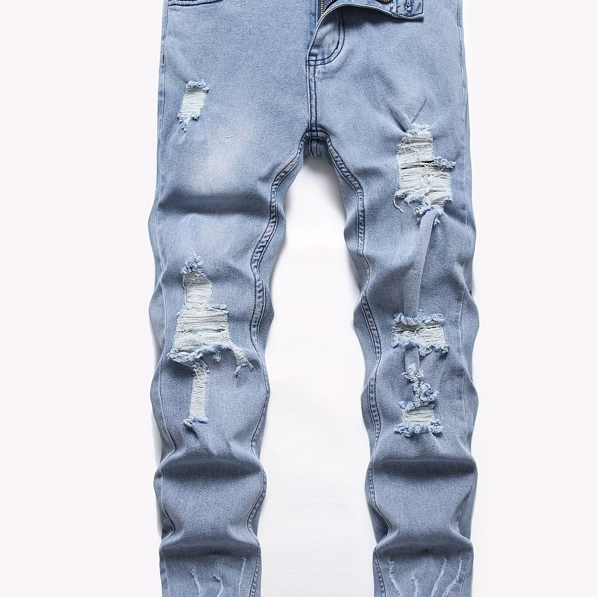Men's Distressed Stretch Denim Pants Street Style