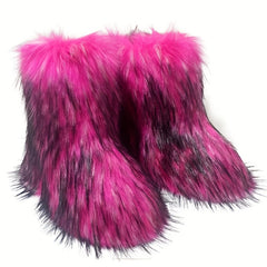 Women's Furry Mid Calf Snow Boots Plush Warm Winter Thermal Fuzzy Boots