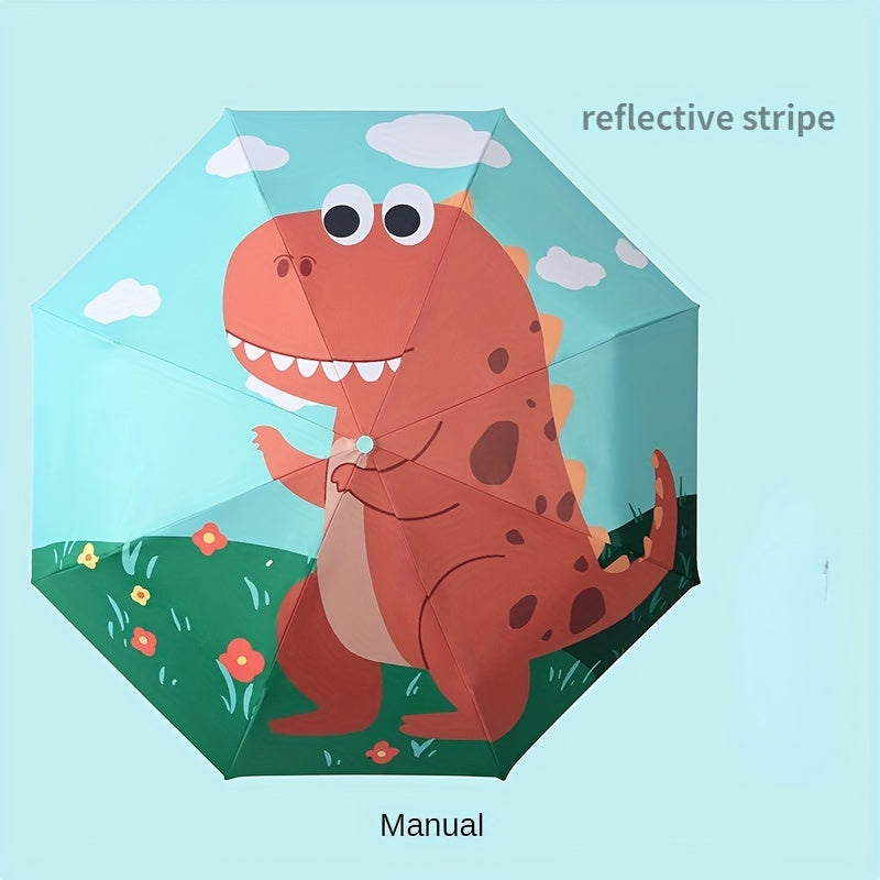 Portable Cartoon Folding Manual Umbrella With Reflective Strip