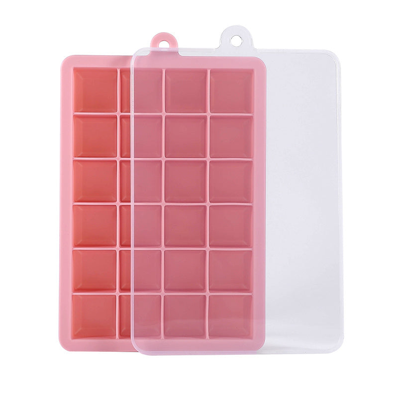 24 Grid Silicone Ice Tray with Cover for Large Ice Batches