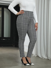  Plaid Print High Rise Skinny Trousers