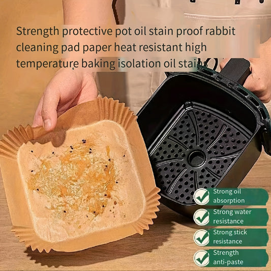 100pcs Disposable Air Fryer Liners 16.0cm Square Paper Air Fryer Liner Pots