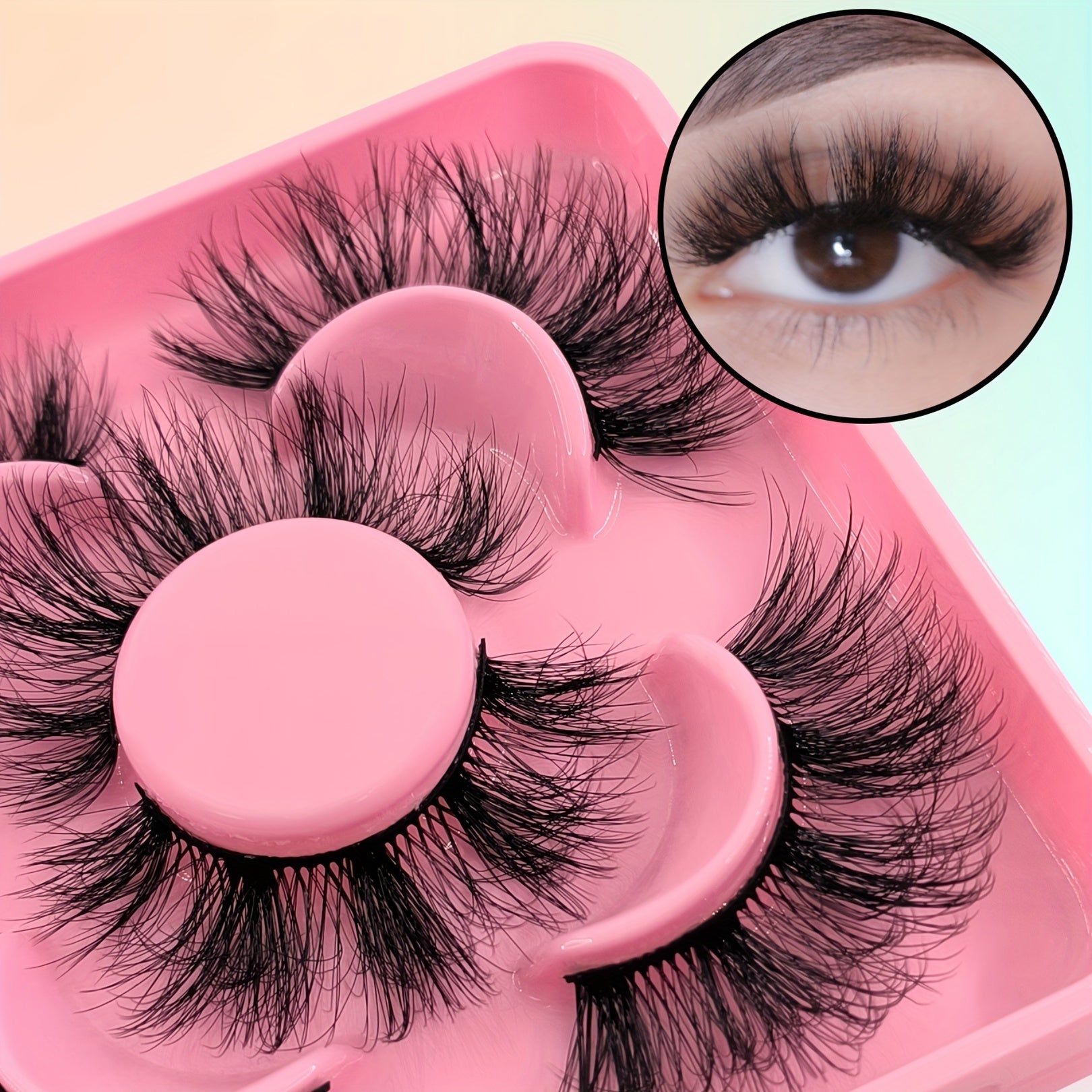 3 Pairs Thick Fluffy Cluster Faux Mink Eyelashes D Curling Lashes