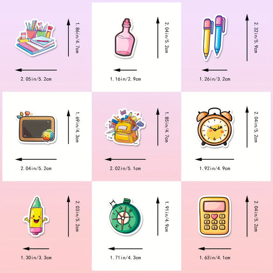 100pcs Cartoon School Stickers for Laptops Water Bottles & DIY Projects
