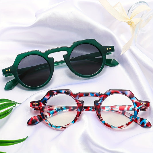 Men's Round Frame Sunglasses Retro All match Decorative PC Sunglasses
