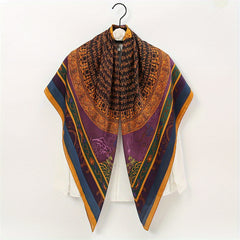Large Square Scarf Silk Like Shawl Scarf Print Satin Scarf