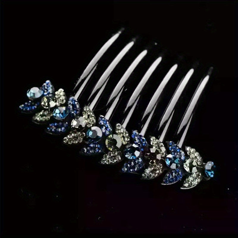 Vintage Rhinestone Crystal Headwear Flower Hair Side Comb Hairpin
