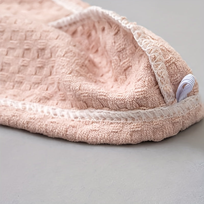 Waffle Hair Drying Cap Absorbent Elastic Bath Cap Microfiber Head Wrap