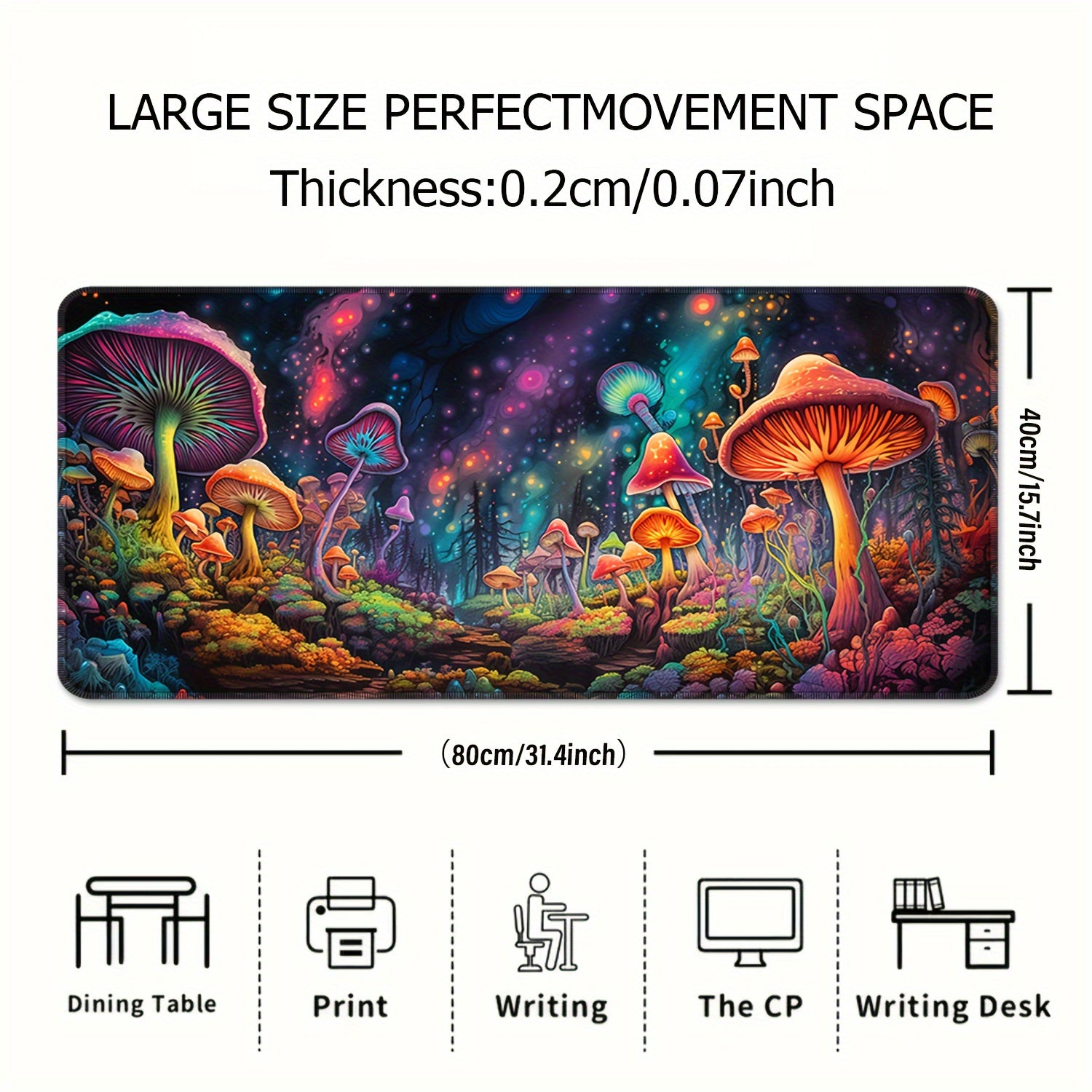 Large Mushroom Game Mouse Pad Computer HD Keyboard Pad Non Slip