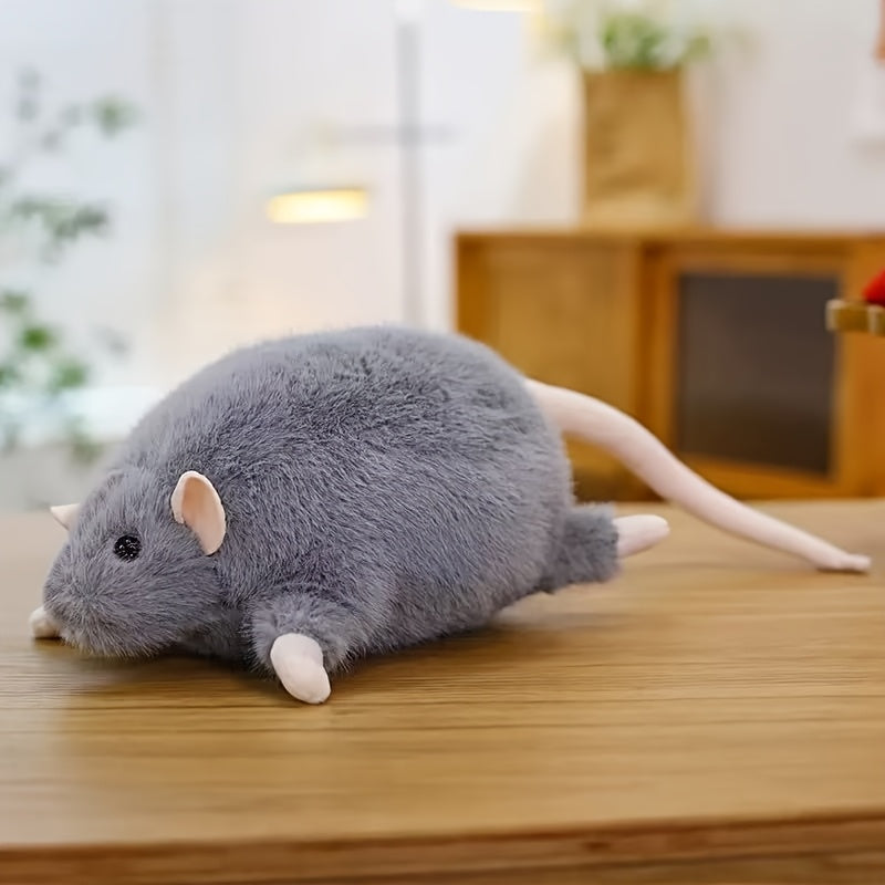 Realistic Mouse Plush Toy Gray Flower Branch Mouse Plush Adorable