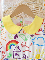 Toddler Kid Girls' Weather Pattern Doll Collar Sleeveless Dress