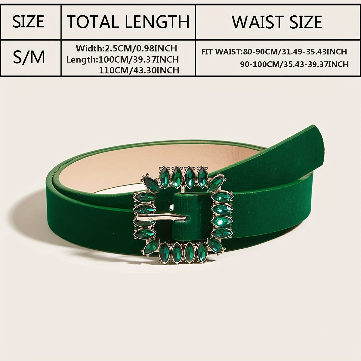 Vintage Crystal Buckle Velvet Belt for Women