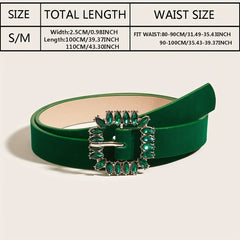 Vintage Crystal Buckle Velvet Belt for Women