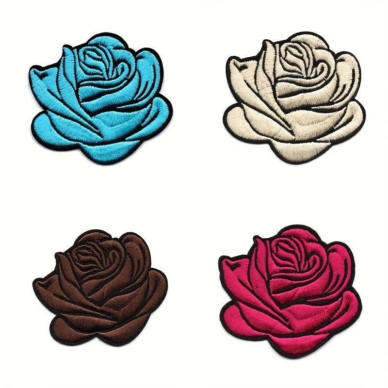 Embroidery Rose Clothing Accessories Flower Patch For Men