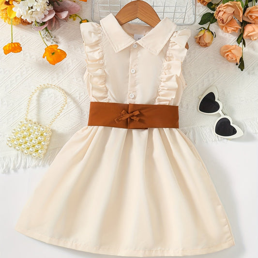 Toddler Girls Ruffle Trim Sleeveless Shirt Dress