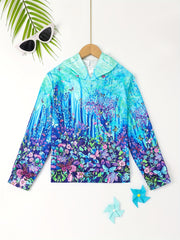Kids 3D Flower Forest Print Hooded Sweatshirt for Boys & Girls