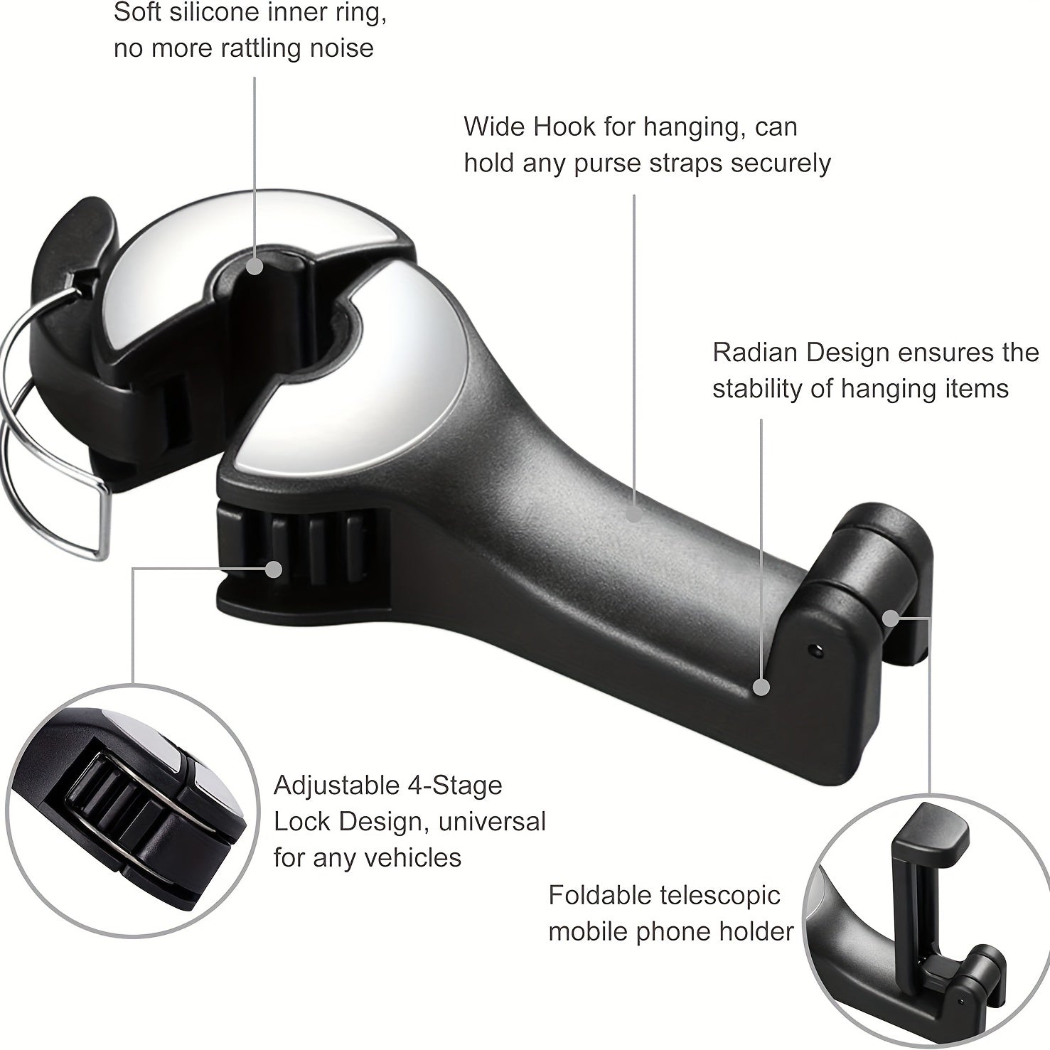 Universal Car Headrest Phone Holder 360 Rotation Multifunctional
