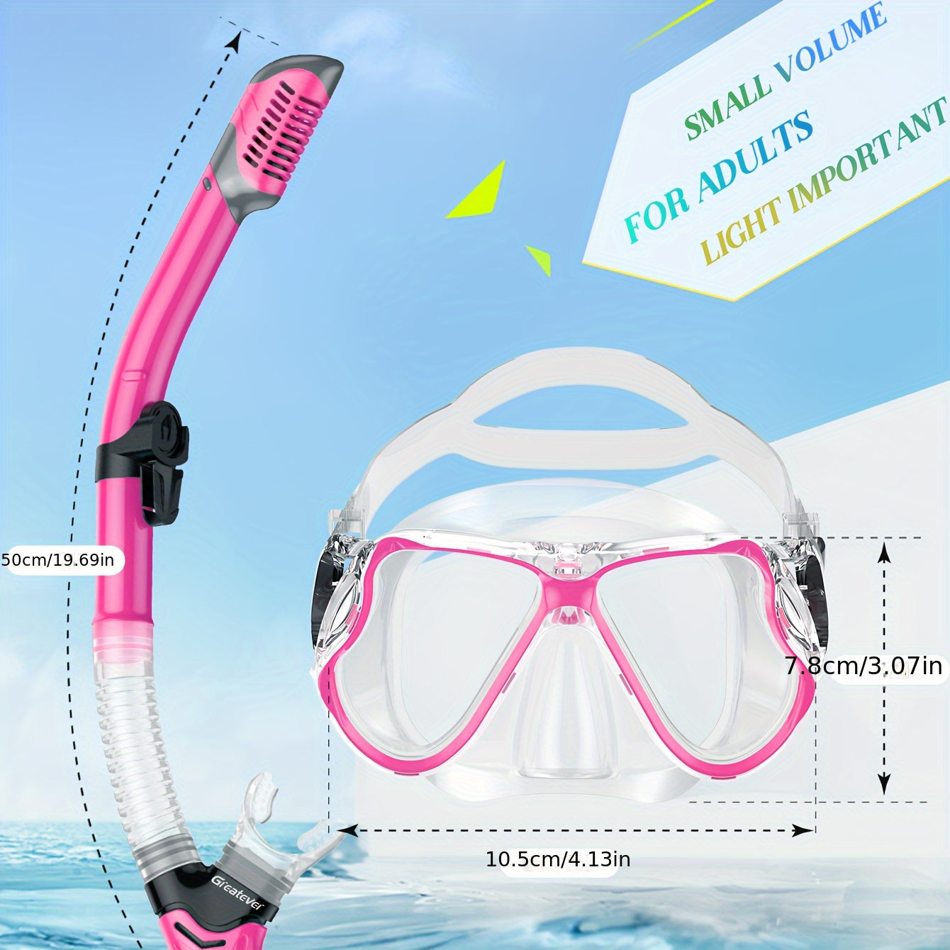 Panoramic View Snorkel Set Anti Fog Tempered Glass Diving Mask