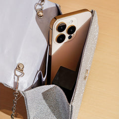 Glitter Flower Rhinestone Evening Satchel Bag for Party