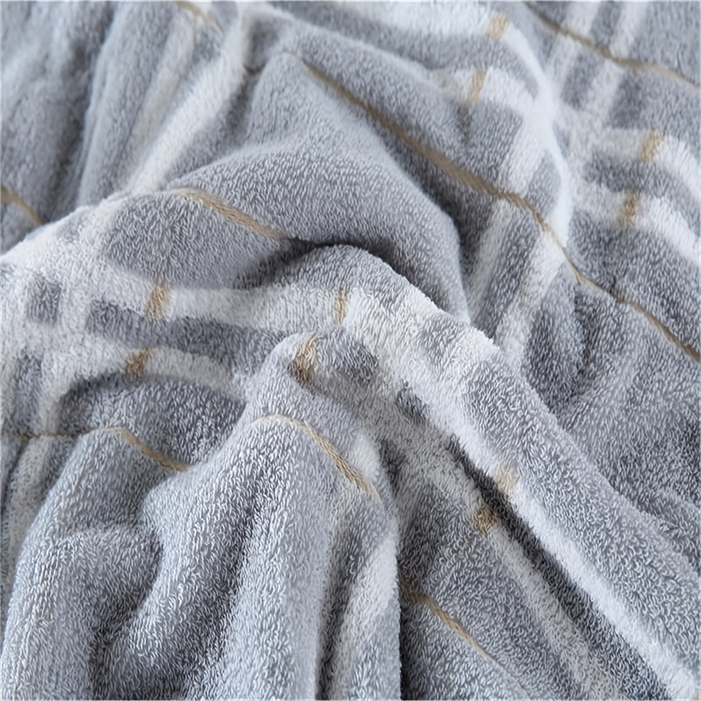 Plaid Pattern Bath Towel Cotton Soft Absorbent Large Beach Towel