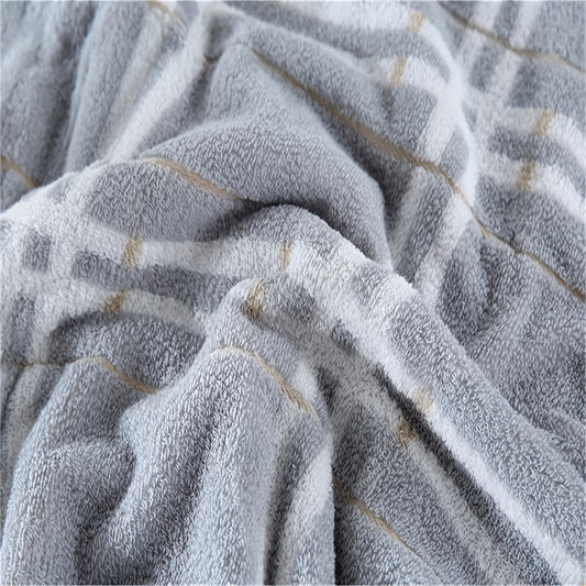 Plaid Pattern Bath Towel Cotton Soft Absorbent Large Beach Towel