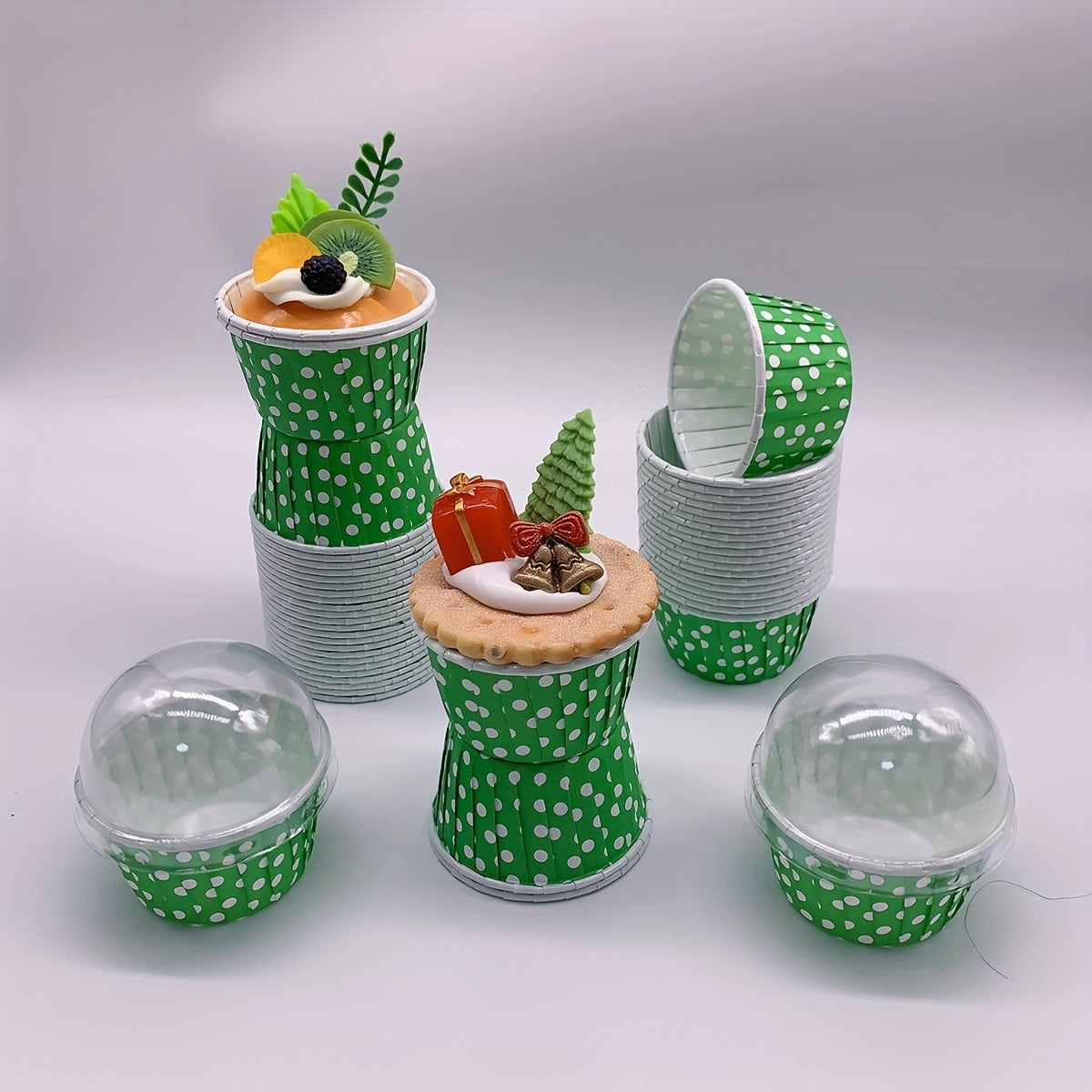 50pcs Cake Cups With Lids Heat Resistant Cake Paper Holders Small Muffin Molds
