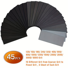 Sandpaper Set - Assorted Grits 60-3000, 42 Sheets