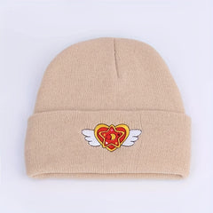 Heart Wings Embroidered Knit Beanie