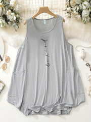  Slogan Print Tank Dress With Pockets