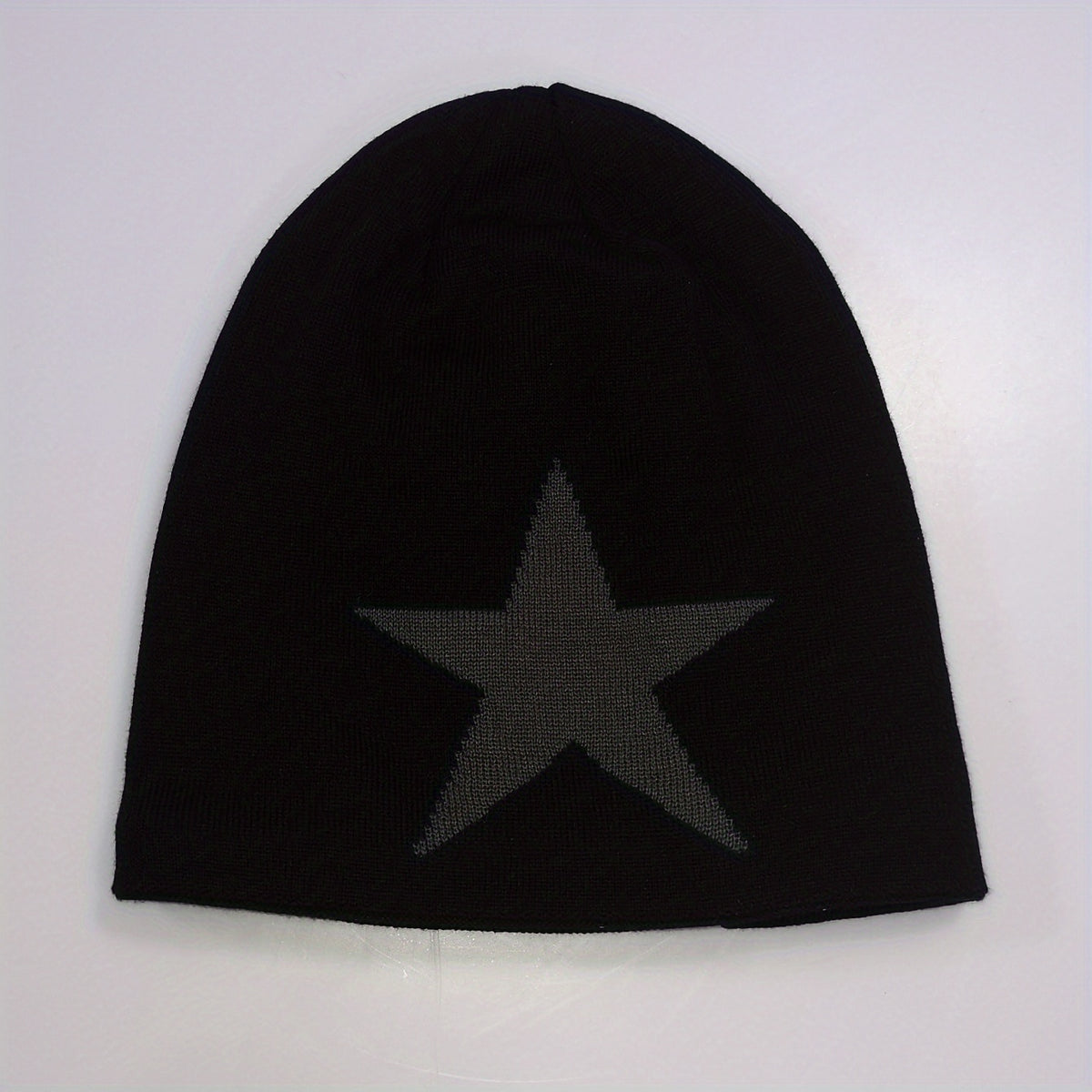 Neutral Large Star Jacquard Plus Velvet Knitted Hat