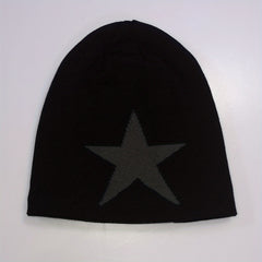 Neutral Large Star Jacquard Plus Velvet Knitted Hat