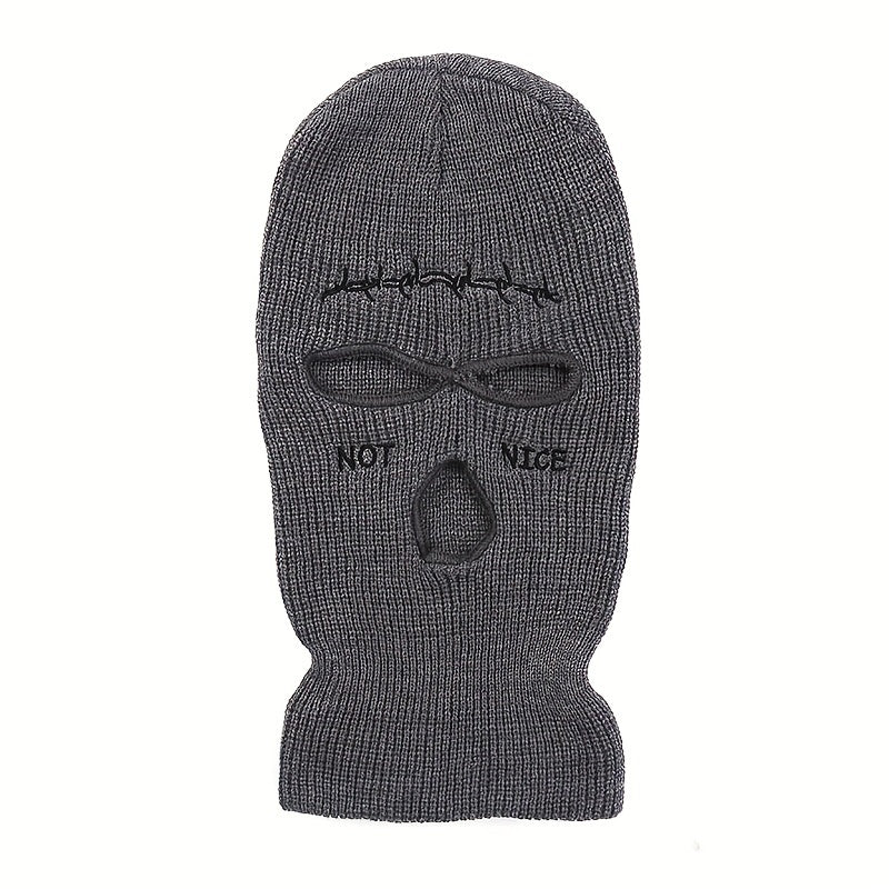 Men's Embroidered Balaclava Knitted Mask Beanie Winter Face Cover