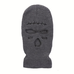 Men's Embroidered Balaclava Knitted Mask Beanie Winter Face Cover