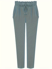 Casual Pants Women's Plus Solid Elastic Drawstring