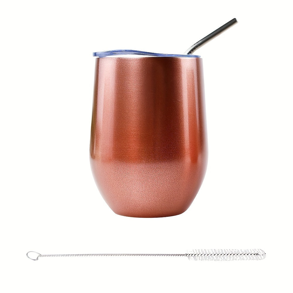 Outdoor Eggshell Cup Rose Golden Water Cup with Lid and Straw