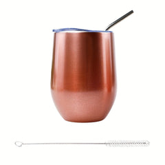 Outdoor Eggshell Cup Rose Golden Water Cup with Lid and Straw