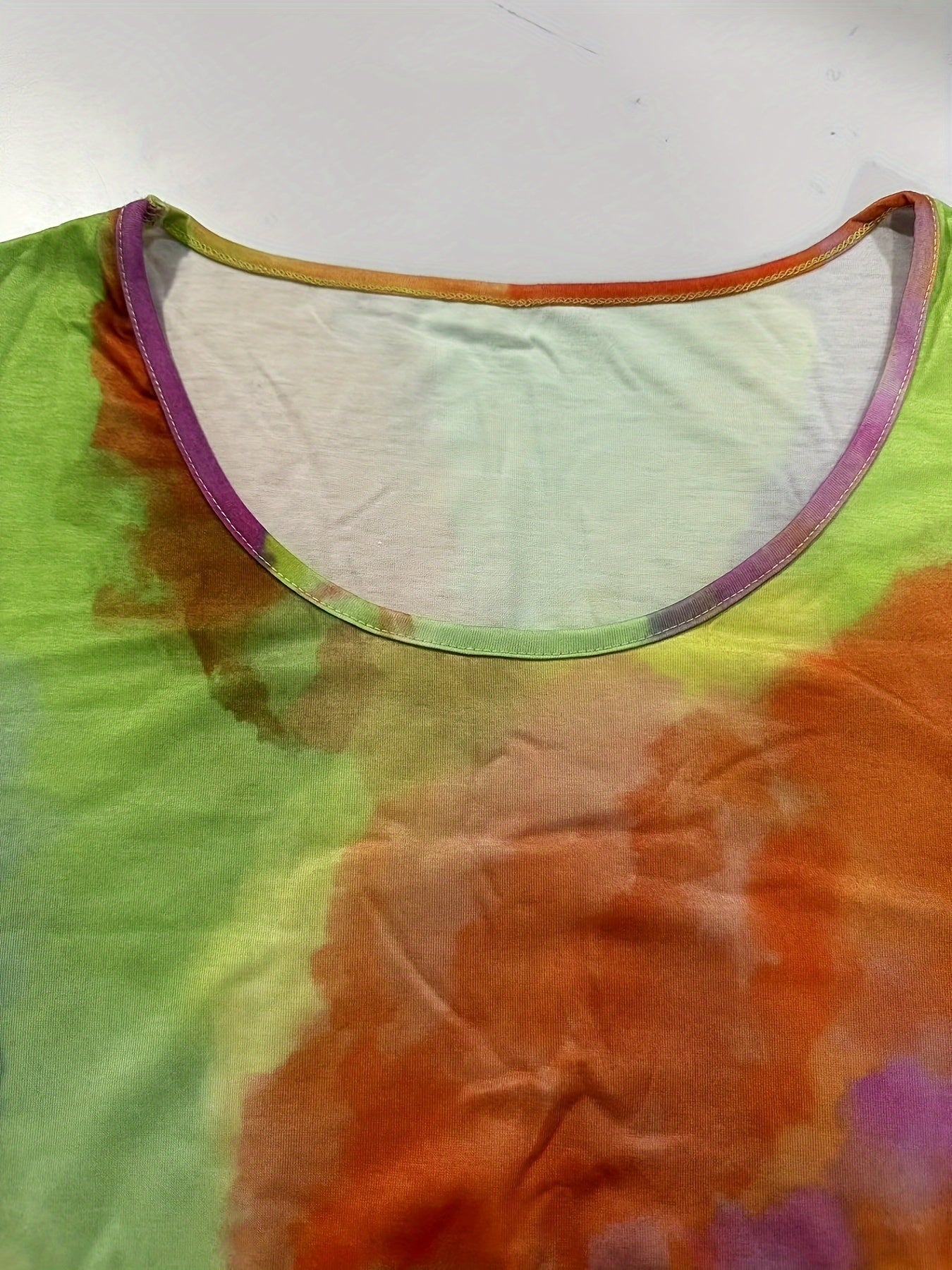  Tie Dye Long Sleeve Round Neck Dress
