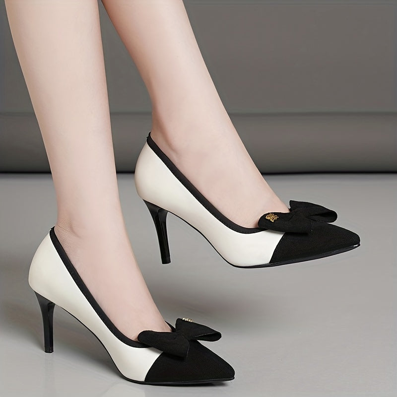 Women's Stiletto Heels Pointed Toe Slip On Colorblock Pumps