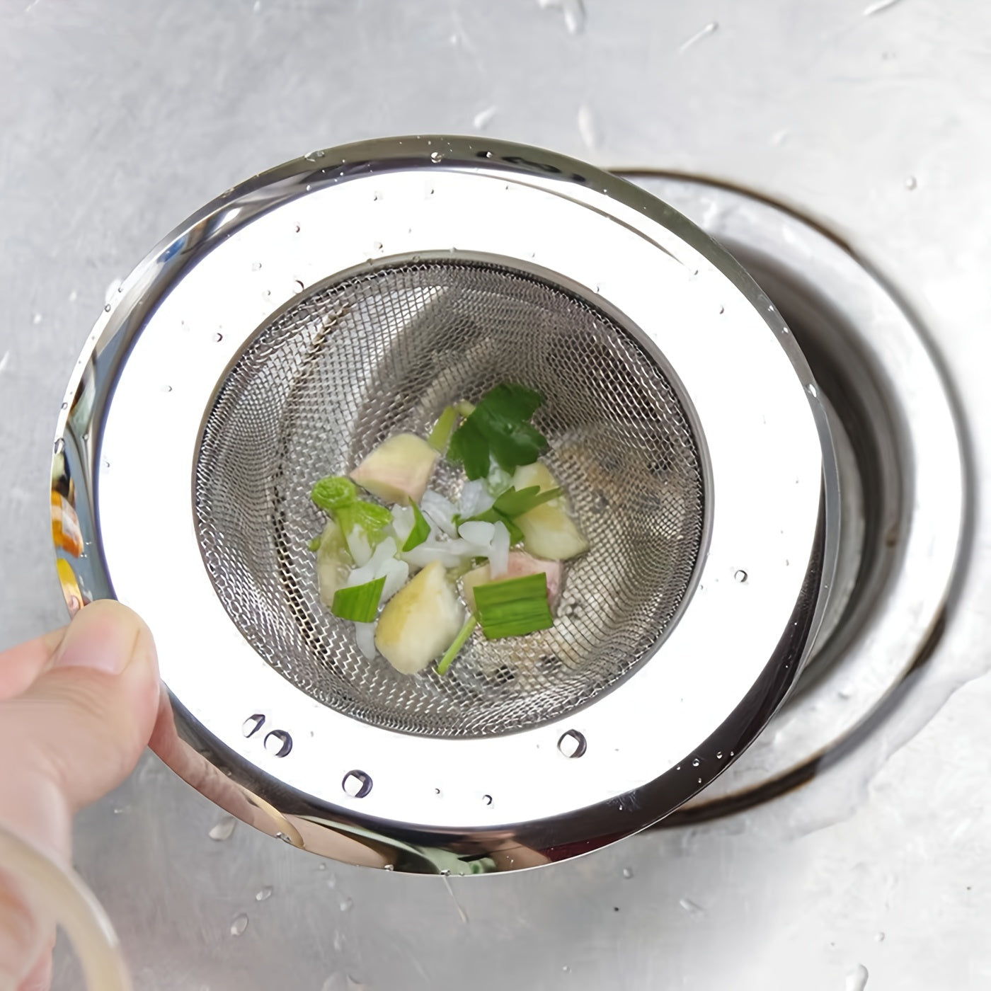 2pcs Kitchen Sink Filter Net Stainless Steel Large Universal 4.4in 1.3in