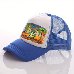 Summer Multicolor Hat Sunset Beach Print Hat For Men Men's Peaked Cap