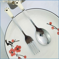 2pcs Cartoon Fruit Forks Ceramic Handle Stainless Steel Dessert Fork