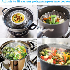 Foldable Stainless Steel Vegetable Steamer Basket - Easy Vegetable Steaming