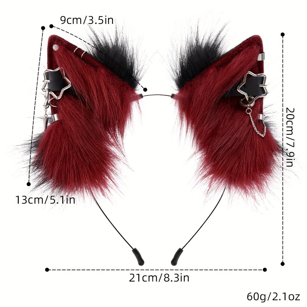 Plush Detachable Ears Headband Punk Style Cosplay Hair Accessories